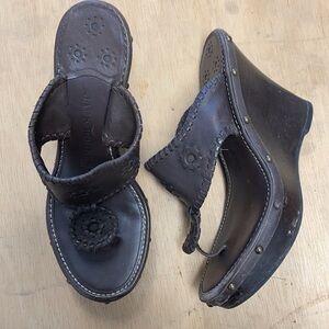 Jack Rogers brown leather sandal wedges
